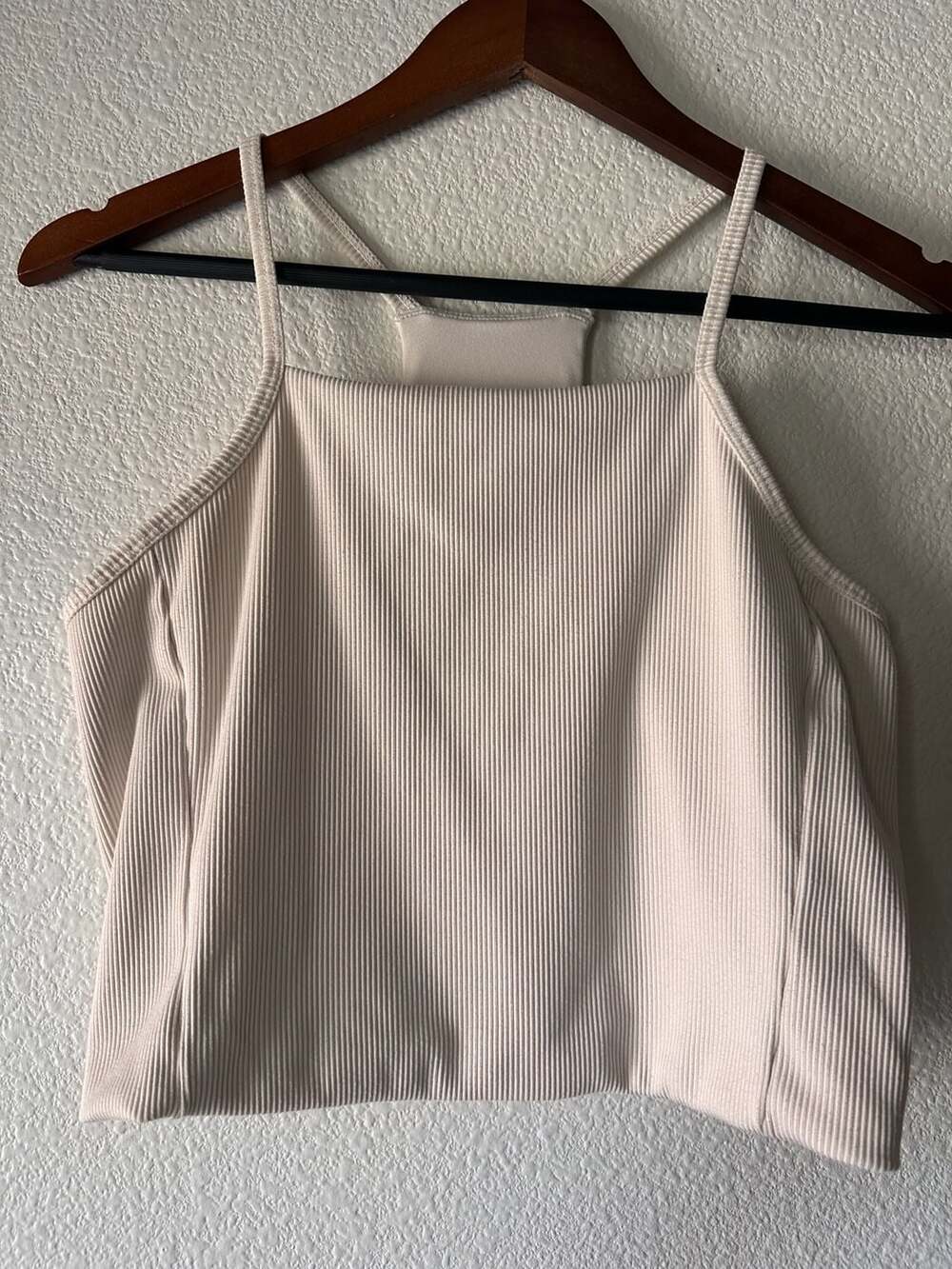 The North Face Ribbed Crop Tank Top Beige MEDIUM